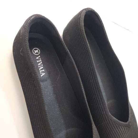 VIVAIA Square-Toe V-Cut Flats Black (Margot 2.0) Women's Size 8 (39) - Picture 5 of 12